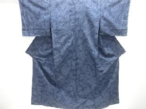 花更紗模様織り出し十日町紬単衣着物